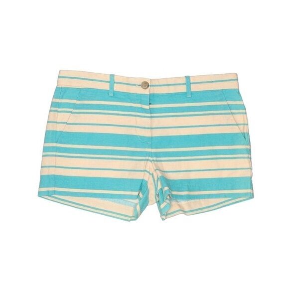 GAP Shorts 2 Turquoise Stripe Textured Summer Mini 100% Cotton Beach Vacation - Picture 1 of 11